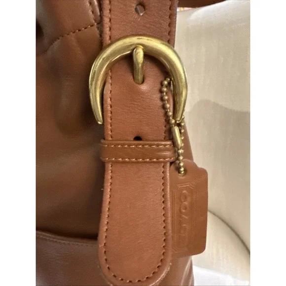 Vintage Coach 4151 Cowhide Drawstring Bucket Bag Brown Soft Leather Crossbody - Picture 4 of 12